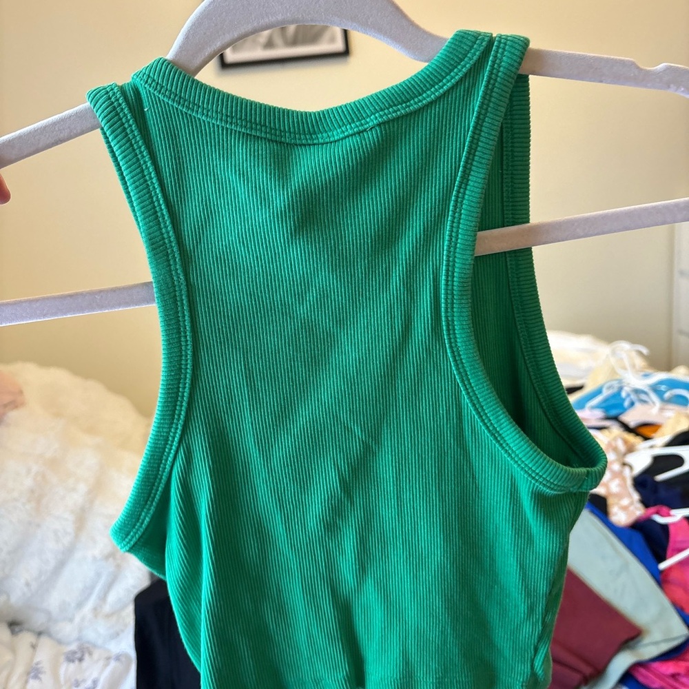 Green Ribbed Tank Top - Picture 2 of 2